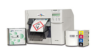 Farbetikettendrucker-Set um Kunststoff-Etiketten zu bedrucken