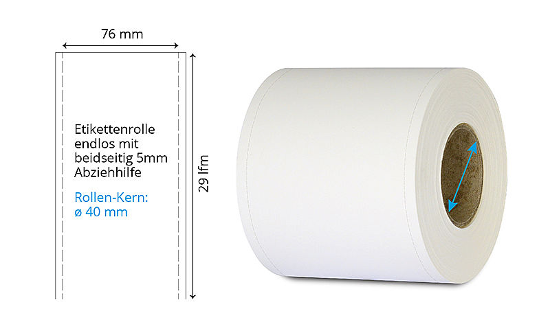 Kunststoff-Etiketten Polypropylen 76 mm x 29 lfm