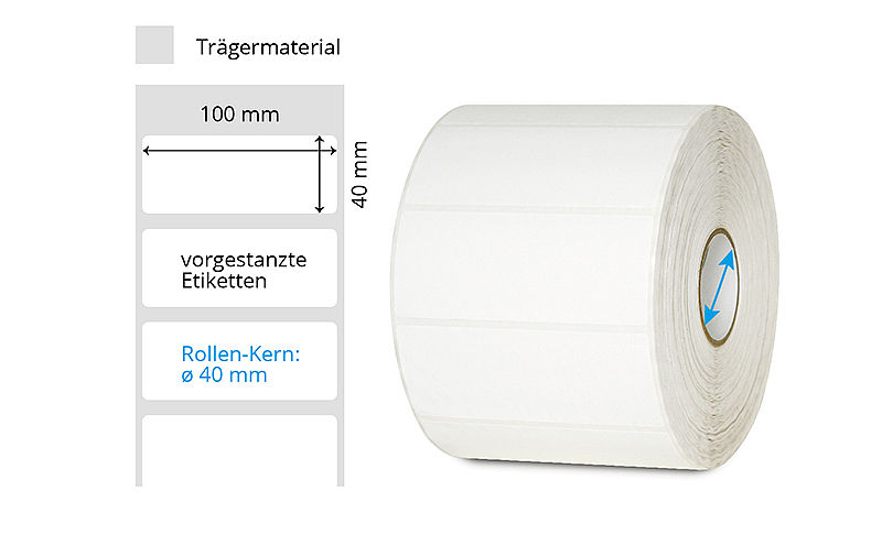 Weisse Labor-Etikettenrolle 100 x 40 mm