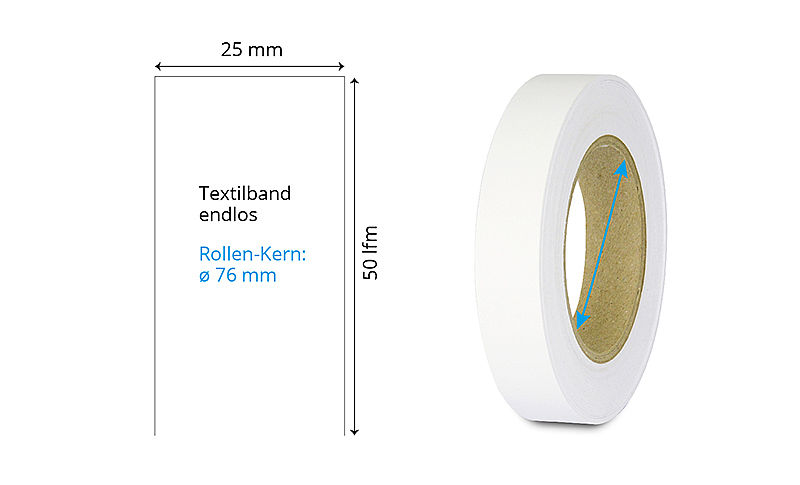 Texilband-Rolle endlos Polyester Taffeta 25mmx50lfm