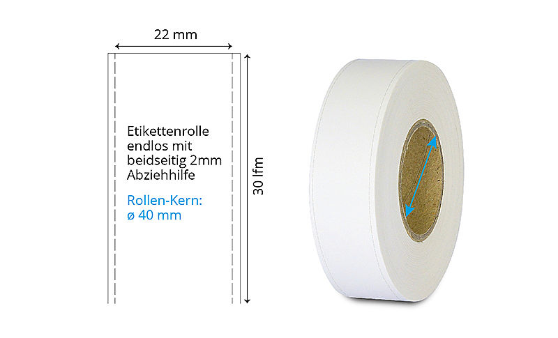 Inkjet Papier-Etiketten 22mmx30m Endlos-Rolle