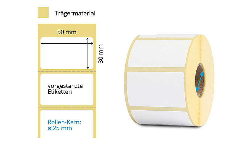 Ablösbare Thermotransfer-Etiketten 50x30mm