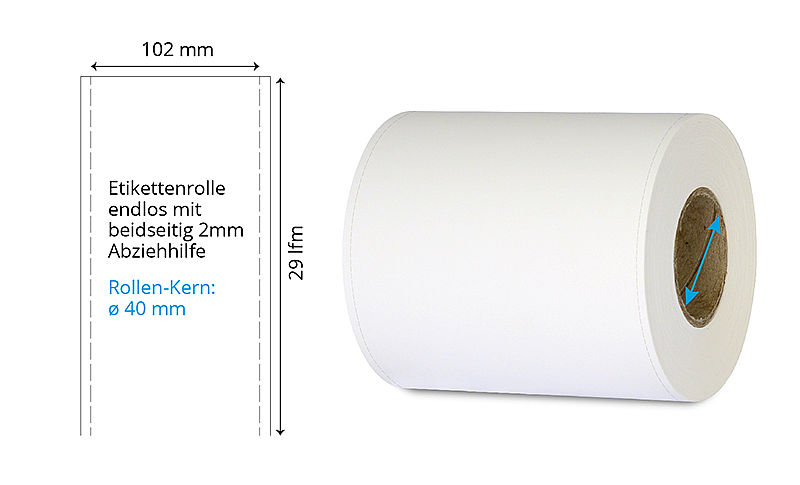 Kunststoff-Etiketten Polypropylen 102 mm x 29 lfm