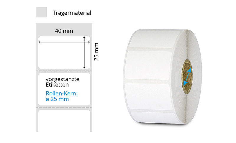 Kunststoff-Etiketten ab Rolle 40 x 25 mm